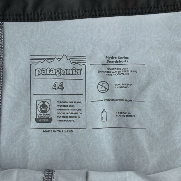 Patagonia Men's - Hydropeak Boardshorts 18" Swim Trunk Forge Grey Print Size 44 - Picture 3 of 7
